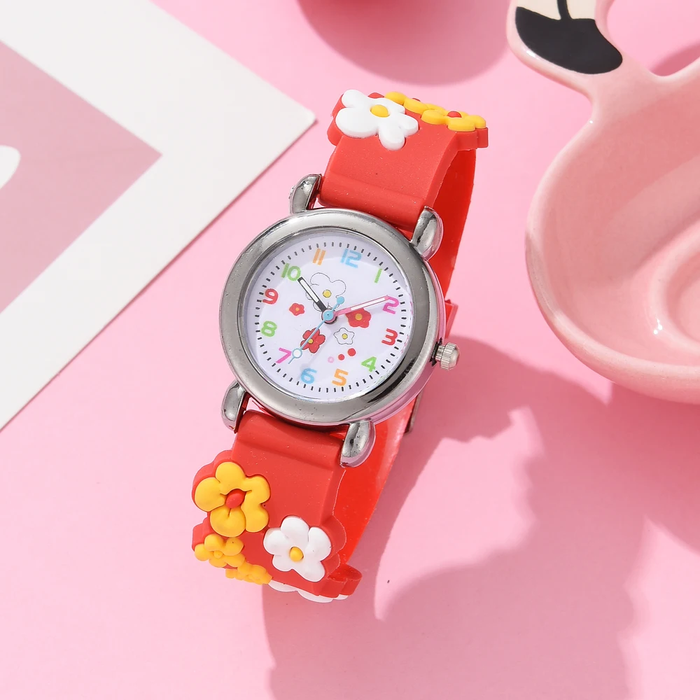 Kids Watch Cartoon Watches Pink Silicone Quartz Wristwatch Birthday Gift Girl Boy Children Study Time