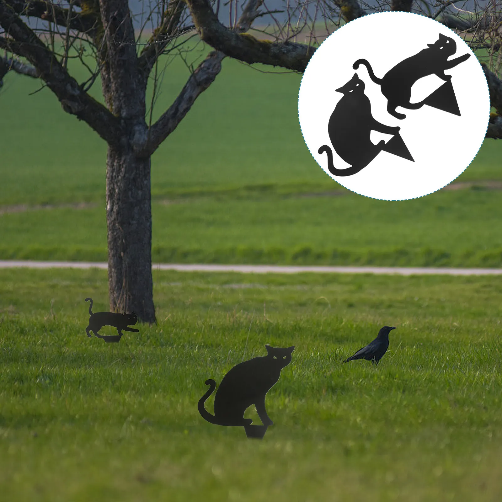 2개입 검은 고양이 아크릴 스테이크 방수 내구성 야드 사인 할로윈 장식 잔디 장..