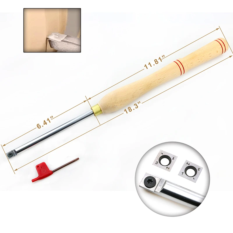 

Wood Turning Lathe Rougher Hand Tool Matched with 2pcs 14mm*14mm*2.0mm Square Straight Carbide Cutter Inserts