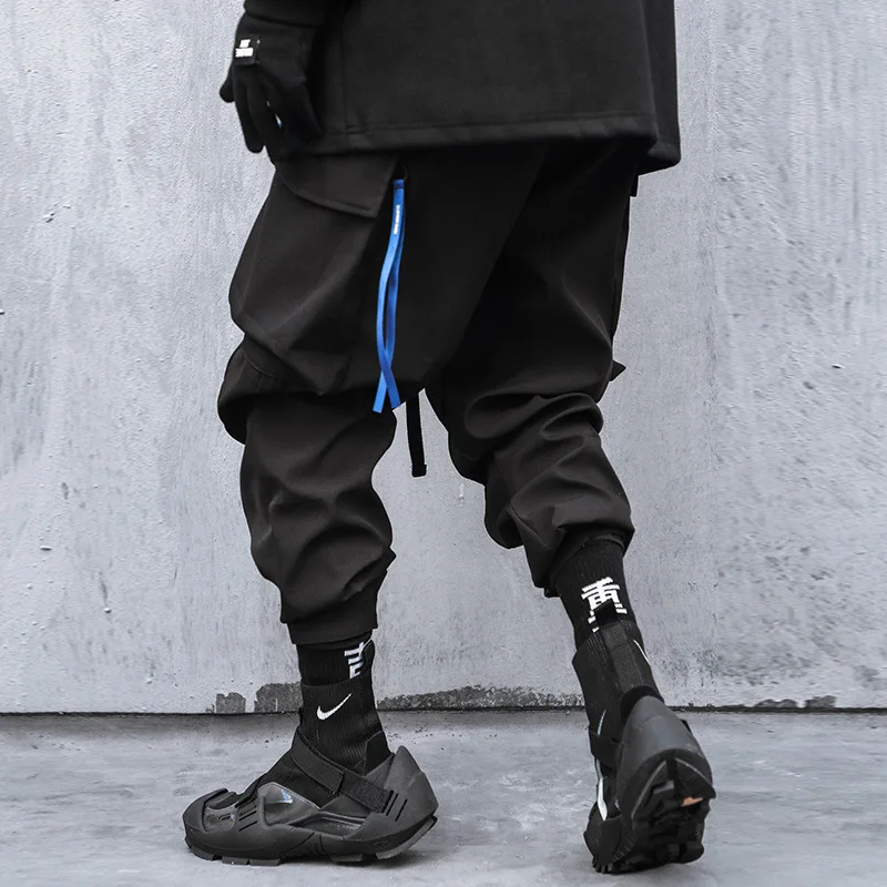 11 BYBB'S DARK Hip Hop Cargo Pants Men Ribbons Casual Loose Joggers Trousers Elastic Waist Fahsion Harajuku Streetwear Pant W582 2