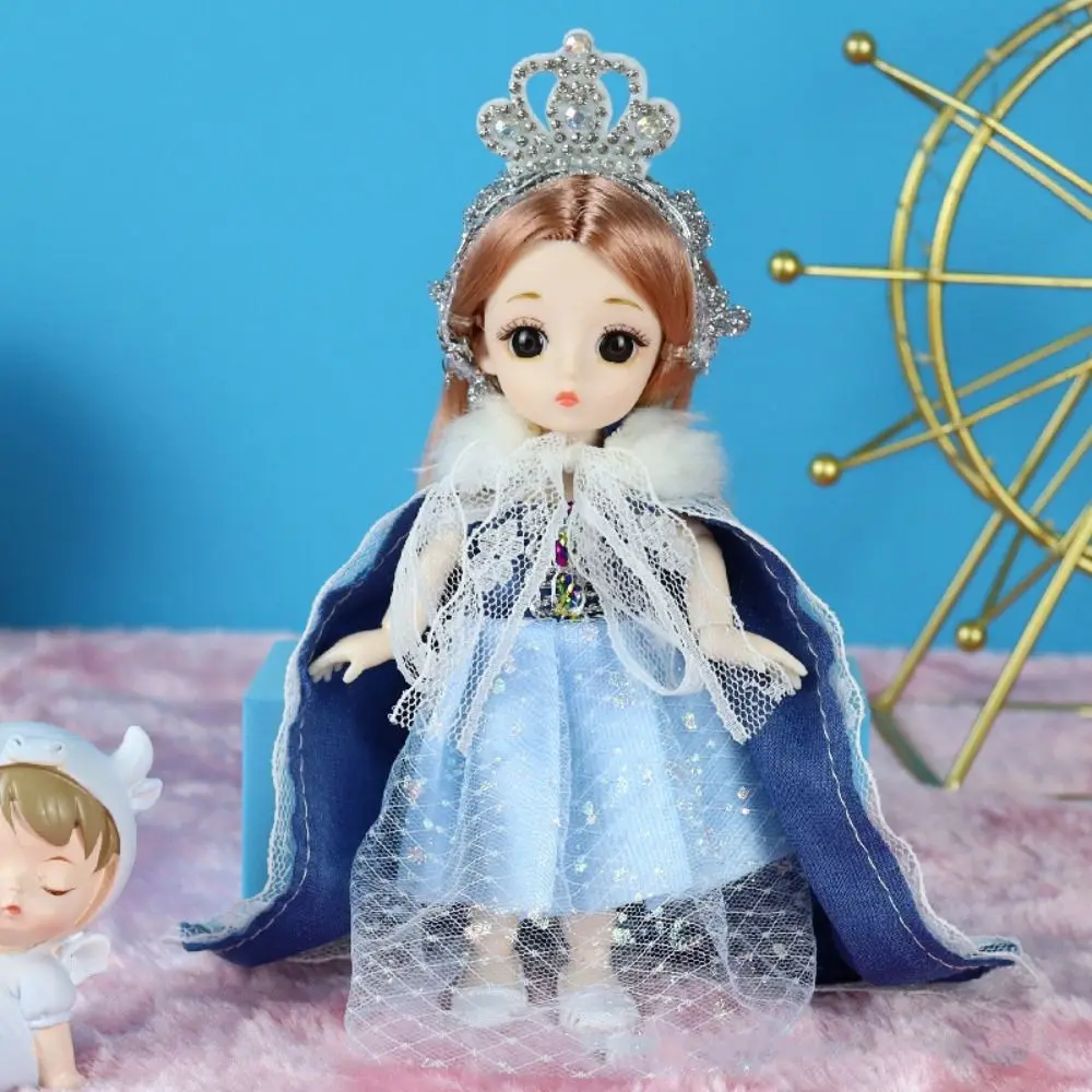 Attractive Eyes 17cm Bjd with Clothes Long Hair Elegant Princess Dress Up BJD Dolls with Wig Make Up Anime