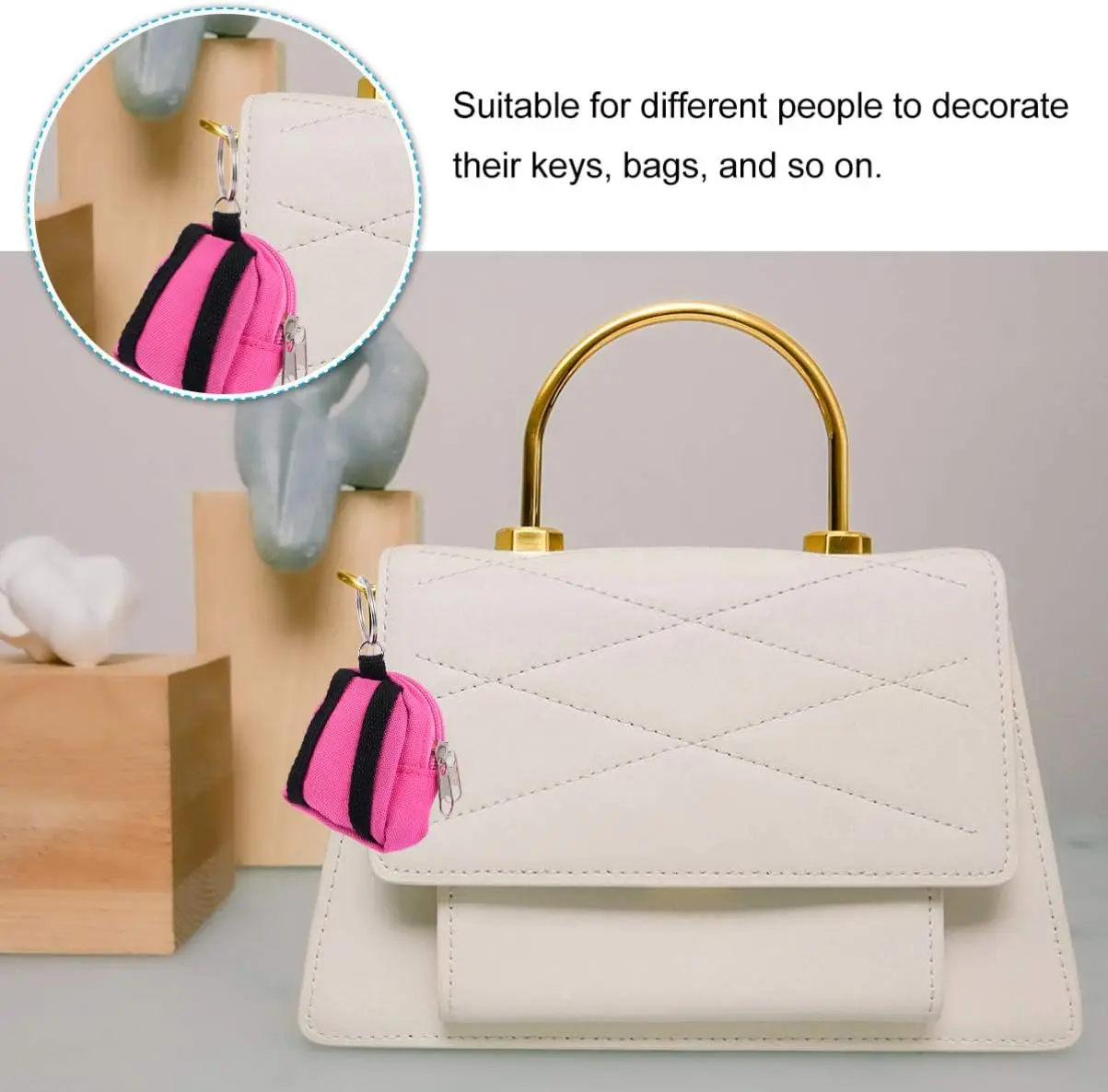 Mini Portamonete Portachiavi In Panno Morbido Con Perline - Portafoglio Cerniera Da Polso Per Ragazze E Donne - Accessorio Carino Per Borse E Zaini