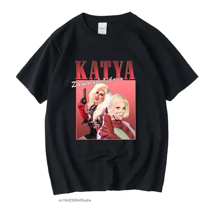 

Винтажная черная футболка унисекс Katya Zamolodchikova манга, мужские футболки, ретро Графические футболки, хлопковая футболка для мужчин и женщин, футболки, топы