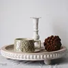 French Retro Style Wooden Bead Tray Countryside Home Tea Tray Coffee Shop Restaurant Round Storage Display Tray 1