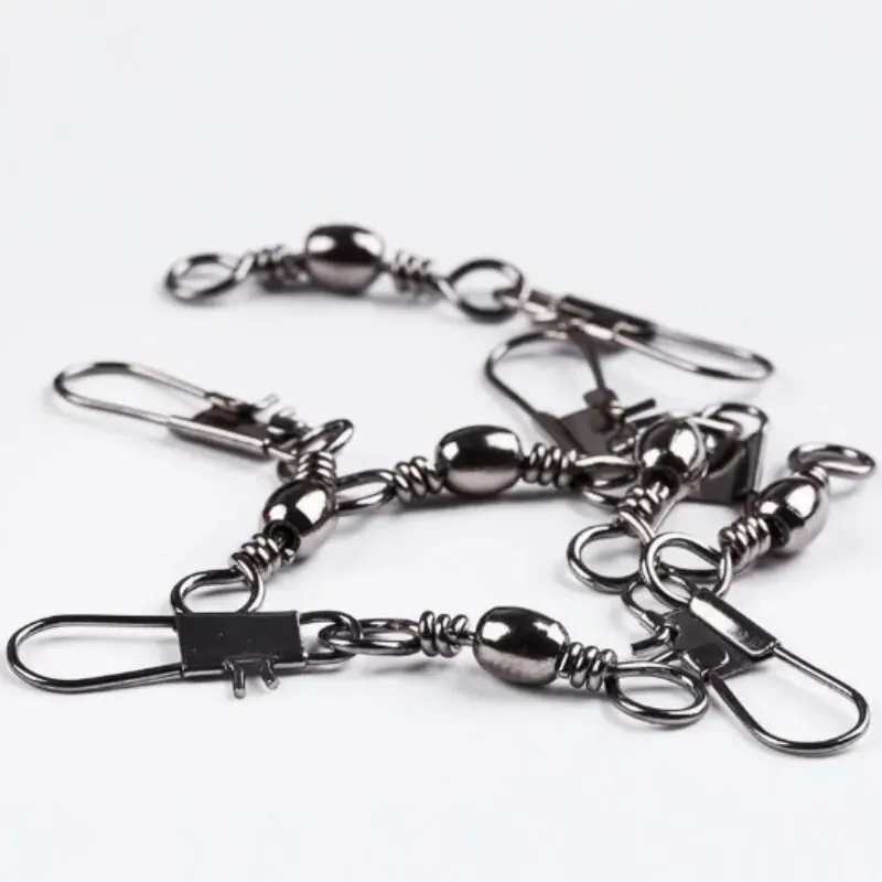 4 Size 100pcs/Pack Swivels Fishing Connector Pin Bearing Rolling Swivel Snap  Fastlock Clips Fishhook Fishing Tackle Accessories