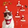 Christmas Cat Hat Cat Knitted Scarf Set Soft Winter Christmas Soft Santa Claus Costume Scarf For Dog Cats Pet Xmas Cat Supplies 3