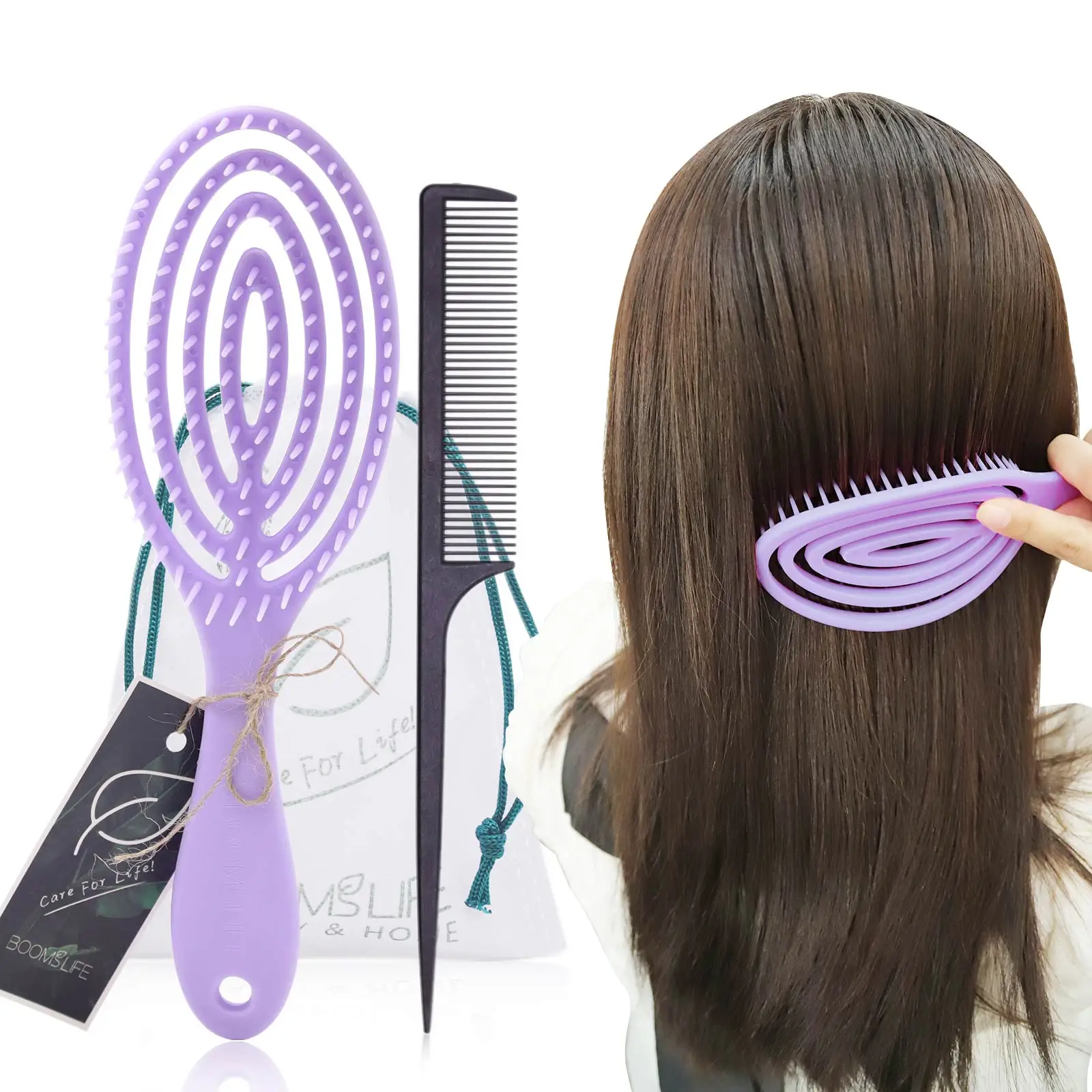 Massage Hair Comb Salon Wet Hair Brush Women Hairdressing Styling Hair Tools Anti Detangling HairBrush Wet Dry Dual Purpose Comb 4