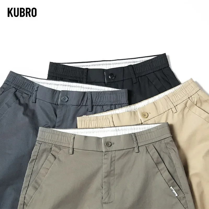 

KUBRO новые универсальные шикарные мужские повседневные Прямые Стрейчевые свободные спортивные рабочие деловые серые офисные брюки Полная длина с аппликацией