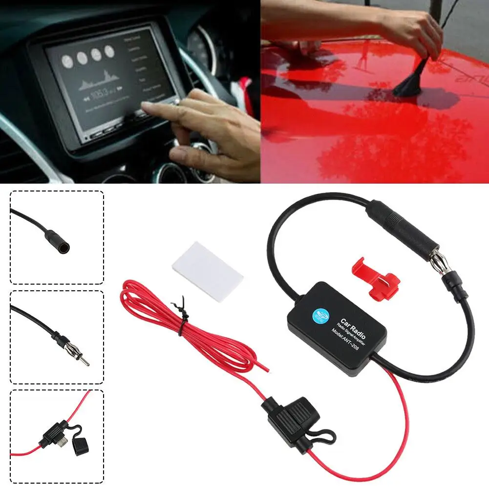 Car Antenna Universal Practical FM Signal Amplifier Anti-interference Universal FM Booster Amp Automobile Parts