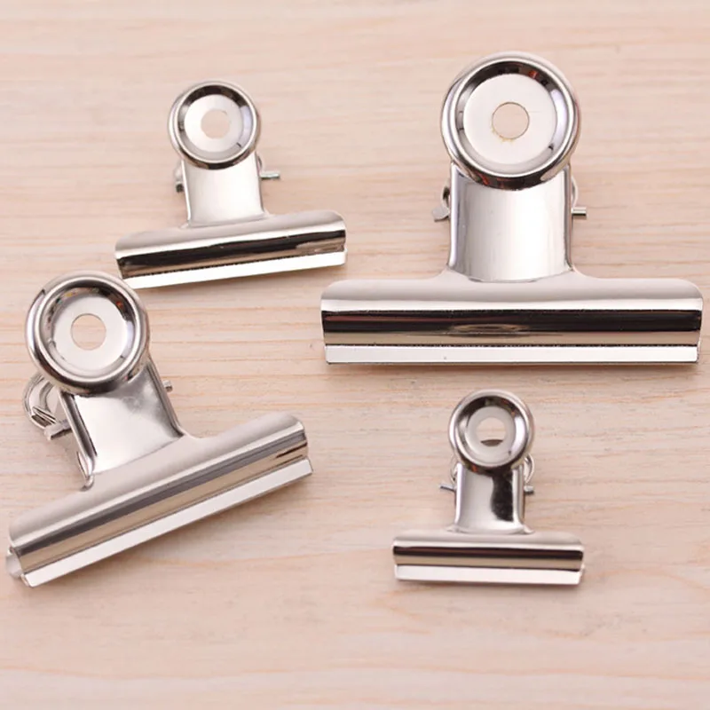 4pcs Office Stationery Round Head Steel Clip Silver Round Head Clip Storage Bill Clip Stainless Steel Round Long Tail Clip