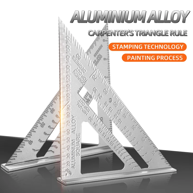 Triangle Ruler AIRAJ 7Inch Triangle Ruler Aluminium Alloy Carpenter Inch Metric Angle Ruler Guide Percision Measurement Tool Woodworking Tools