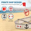 Large Wooden Sand Box Red Flag Rudder Lifebuoy Decoration Anchor Sign Bench Seats Storage Sand Pit for Beach Outdoor Light Wood 3