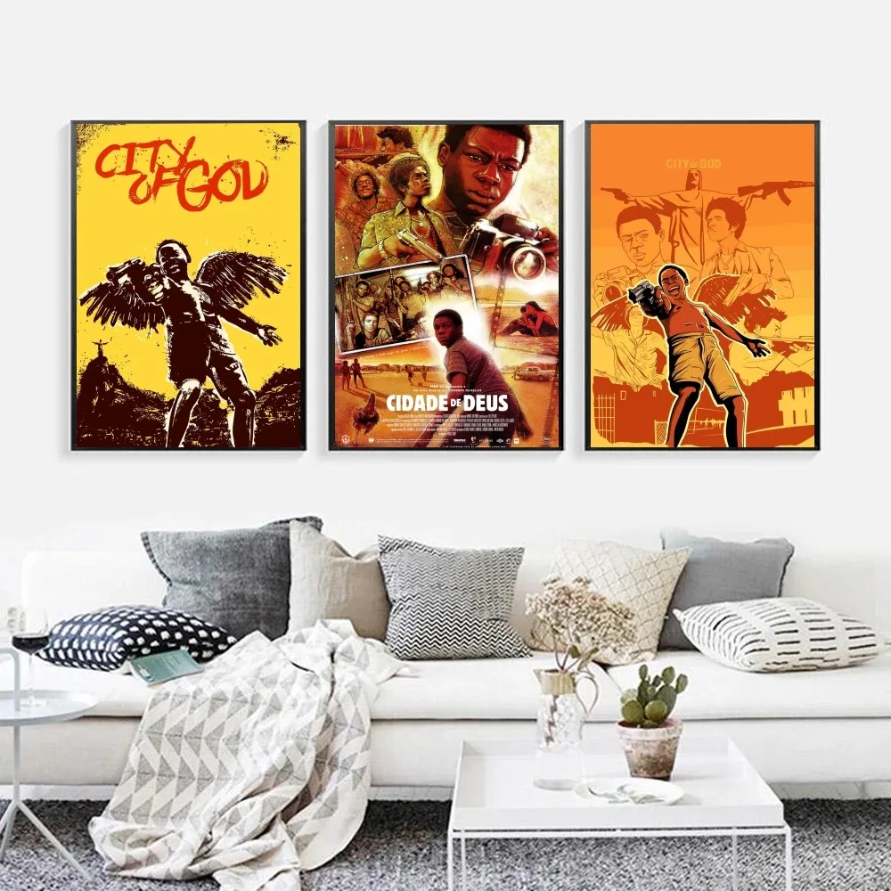City Of God Poster Kraft Club Bar Paper Vintage Poster Wall Art Painting Camera Da Letto Studio Big Szie Wall Painting Stickers