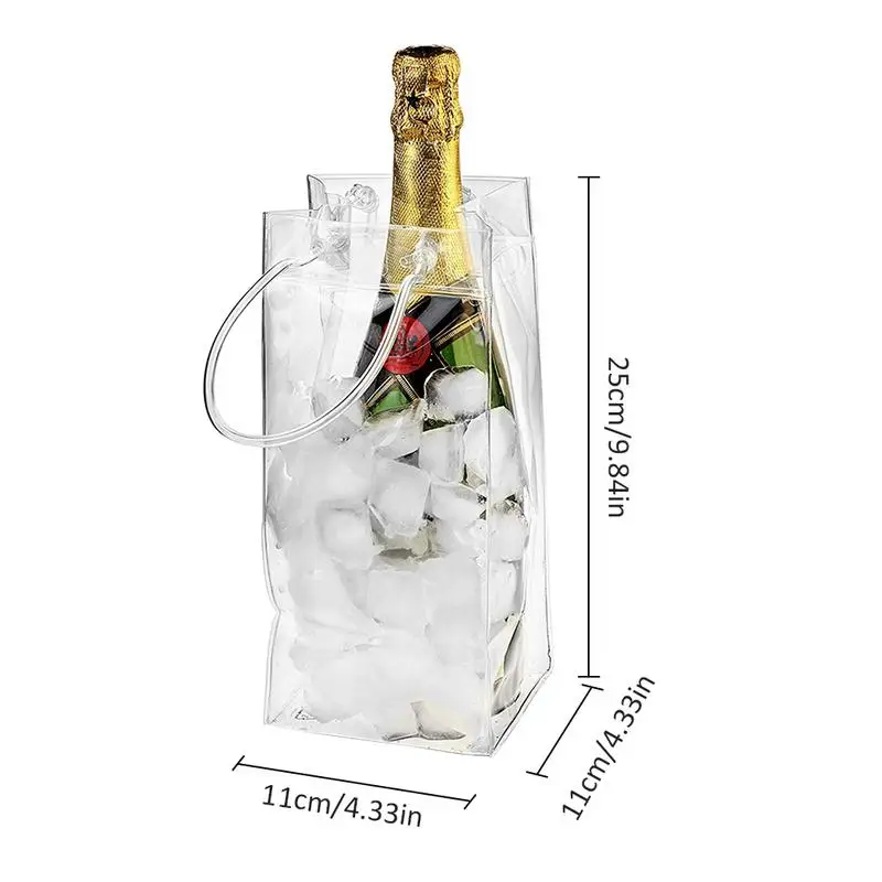 1pc Transparent Ice Bag Wine Beer Champagne Bucket PVC Leakproof Ice Bag Beer Chiller Cooler Portable Liquor Ice-Cold Tools