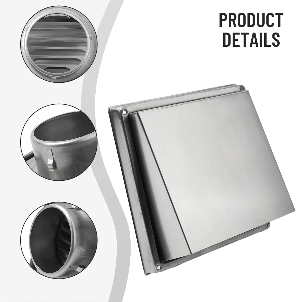 

Practical Air Vent Cover Part Wall 100mm 304 Stainless Steel Air Vent Extract Ducting Cover For Cooker Hood Silver