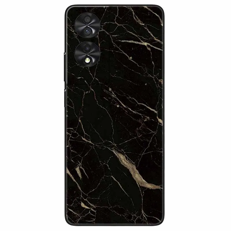 Marble Silicone TPU Phone Case - Soft Black Cover, 6.78''