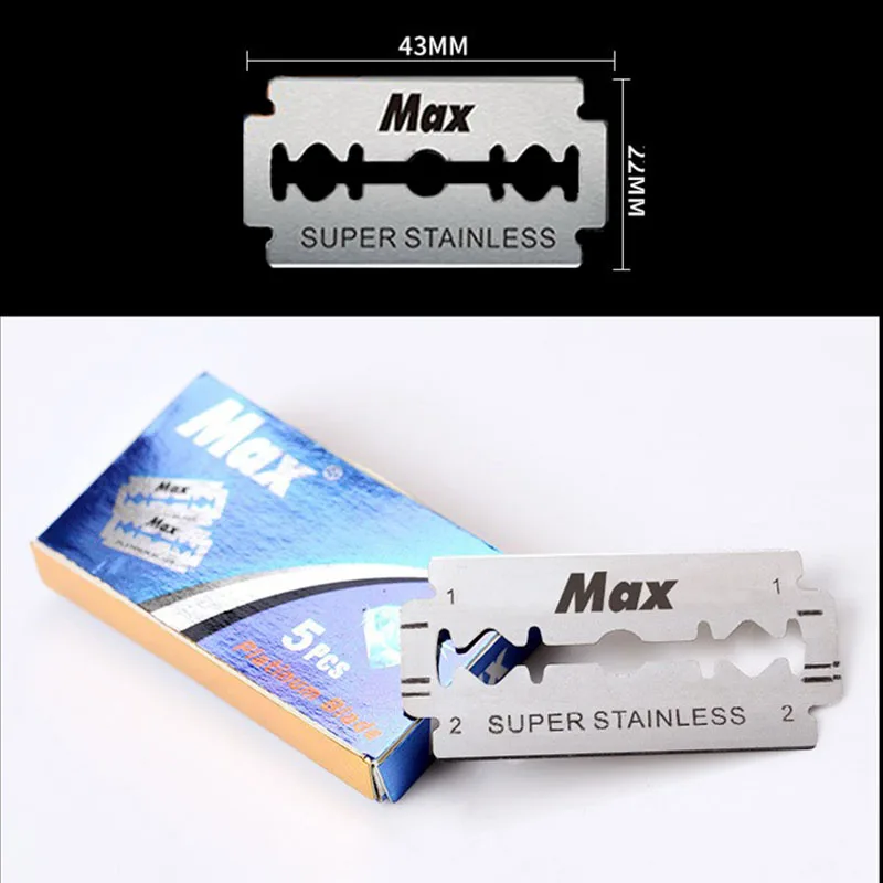 1 Pcs Shaving Razor + 5/10/50/100 Pcs Manual Shaver for Men Barbershop Razor Stainless Steel Shank Is Easy To Use Safety Razor 5