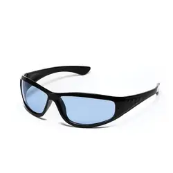 Futuristic Silver Hollow Sunglasses - Trendy Unisex Fashion Accessory (Aqua Blue B)