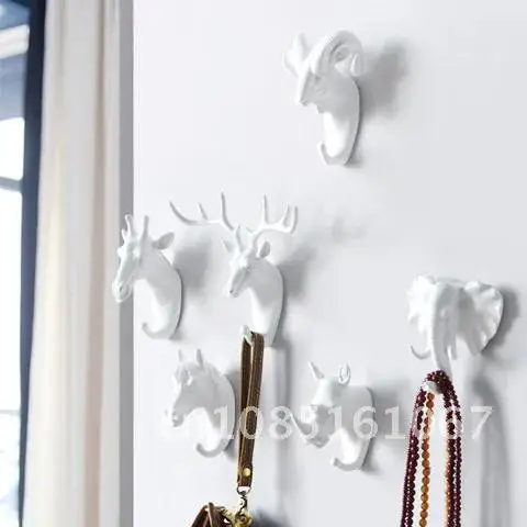 

Creative American Animal Wall Hook Holder Strong Seamless Sticking Hook Decorative Hanger Keys Home New