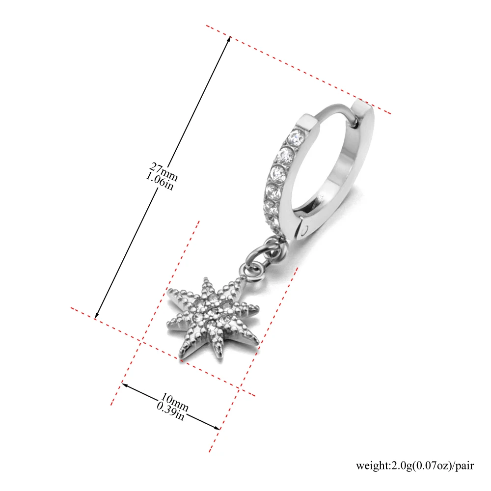 JeeMango Trendige Edelstahl-Ohrringe mit Strass-Sternen für Damen, vergoldet, wasserdicht, Zirkon-Ohrreif, Schmuck, Geschenk, E26063 – Detail 10
