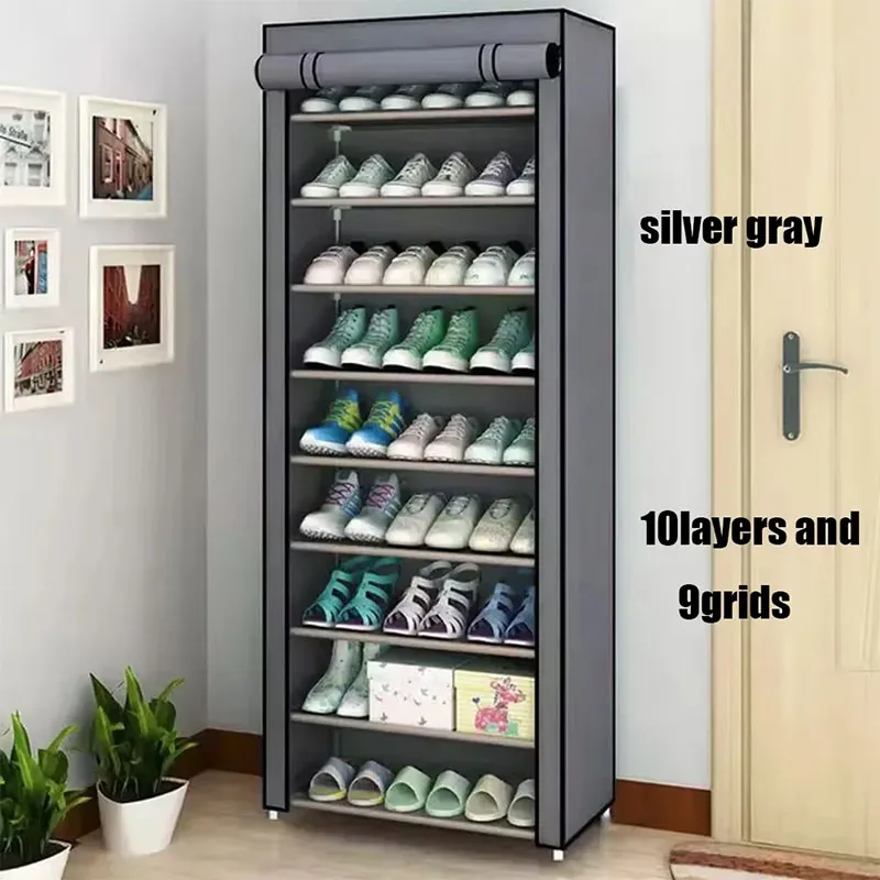 Shoe Rack 6-layer 8-layer 10-layer Large Space Storage Non-woven Galvanized Pipe