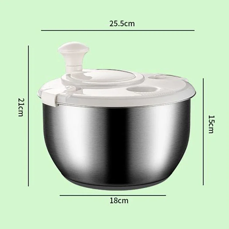 Salad Spinner Drainer Spin Dryer Washer Dehydrator Dewatering Washing Machine Fruit Vegetable Cleaner Tool Stainless Steel 3