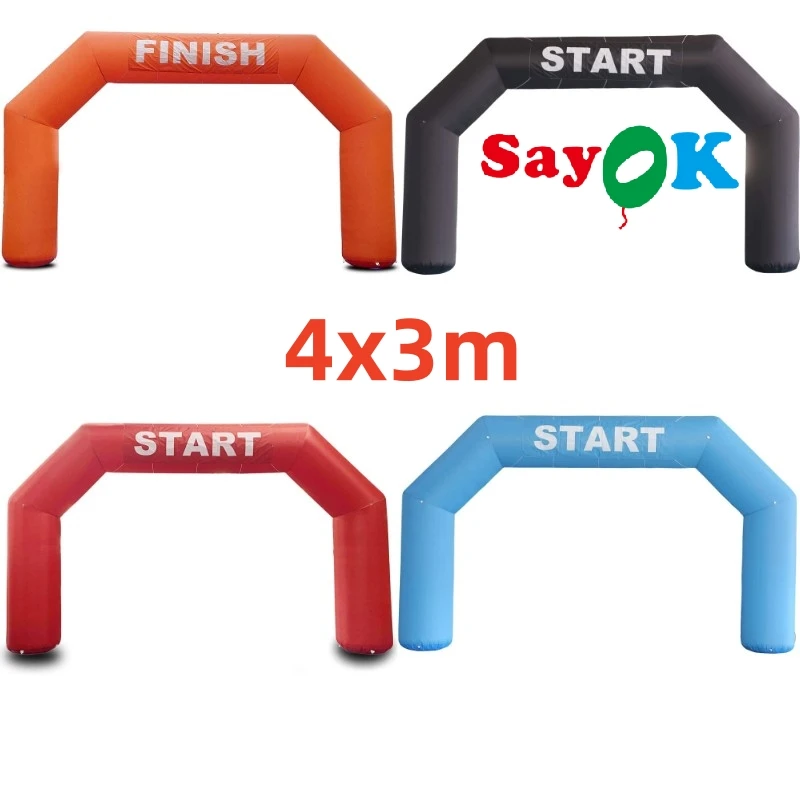 

SAYOK 4x3m Inflatable Archway Hexagon Inflatable Arch with Start Finish Banner Backdrop for Sport Race Outdoor Advertising Decor