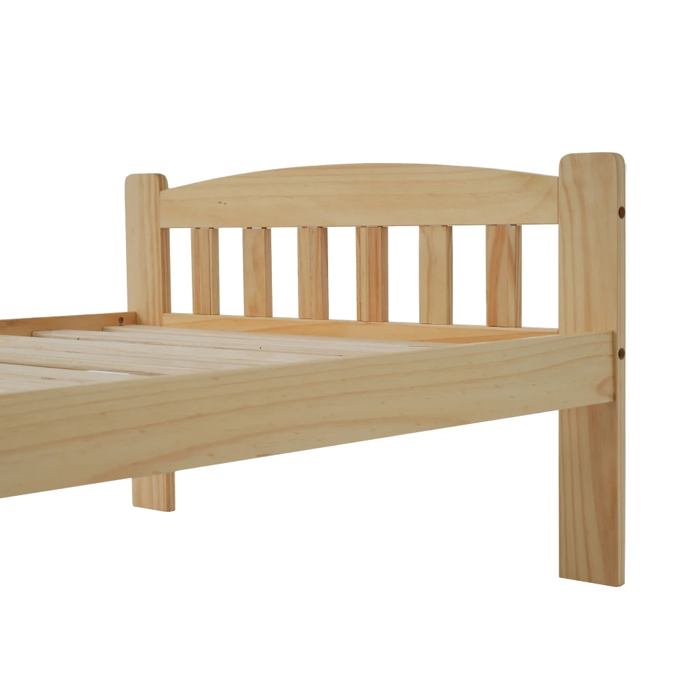 Massivholz Naturbett Futon Einzelbett mit Kopfteil Jugend- und Erwachsenenbett Langlebiger Lattenrost – Detail 13