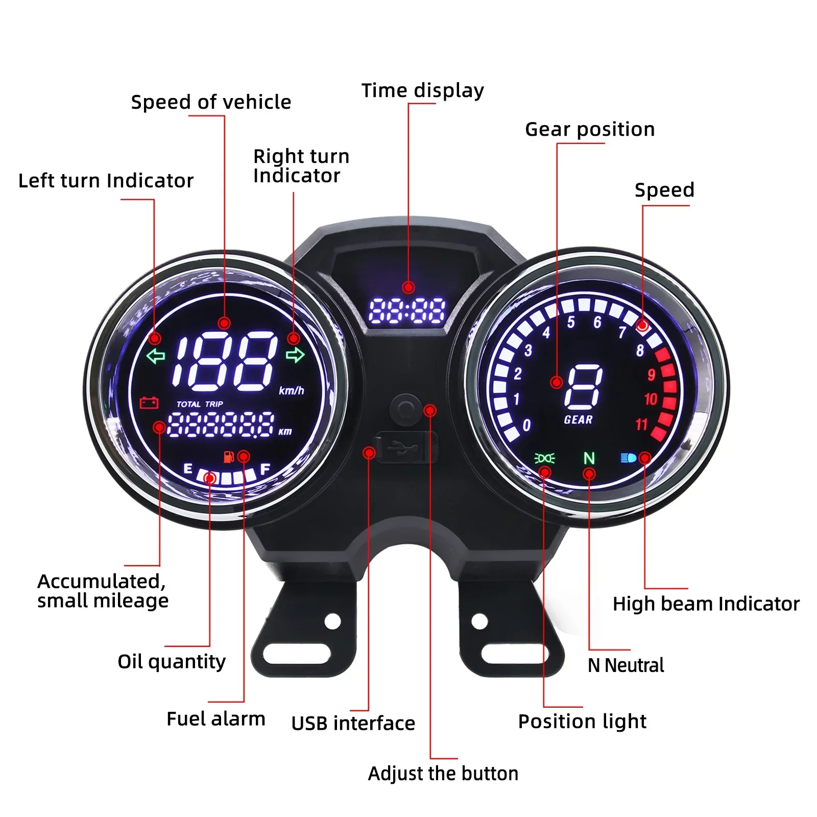Motorcycle Odometer Universal Motorcycle Digital Speedometer