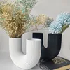 CAPIRON Resin U Shape Vase Nordic Style Modern Art Plower Arrangement Pot Decor for Home Balcony Living Room New House Gift 2