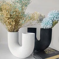 CAPIRON Resin U Shape Vase Nordic Style Modern Art Plower Arrangement Pot Decor for Home Balcony Living Room New House Gift 2