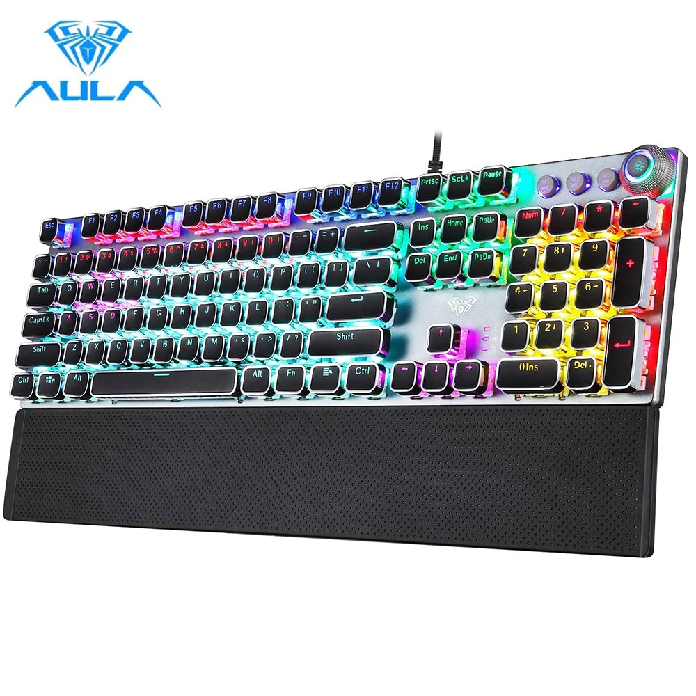AULA F2088 Gaming Mechanical Keyboard 104 Keys Wired Backlit Metal Anti ghosting English Hebrew Russian Spanish Arabic Korean| |   - AliExpress