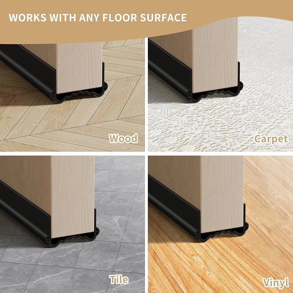 Sealing Strip Door Bottom Gap Weather Strip Windproof Soundproof Brush Washable Reusable Door Draft Stopper