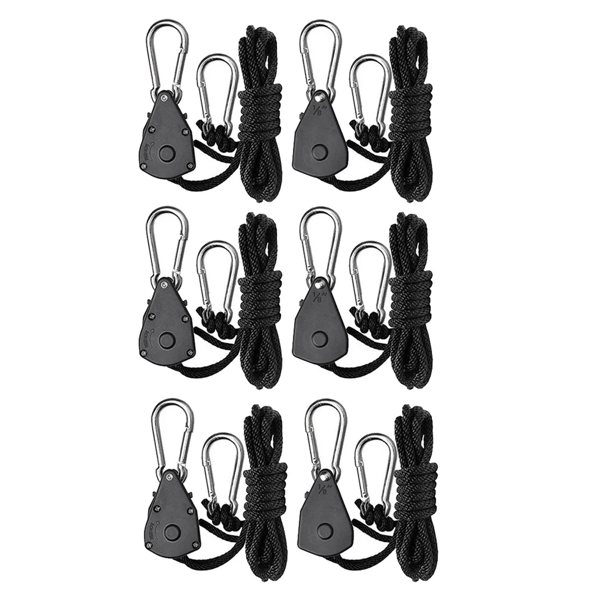 

6Pcs 1/8 Inch Heavy-Duty Adjustable Growth Light Ratchet Rope Hanger Used for Gardening of Growing Lamps