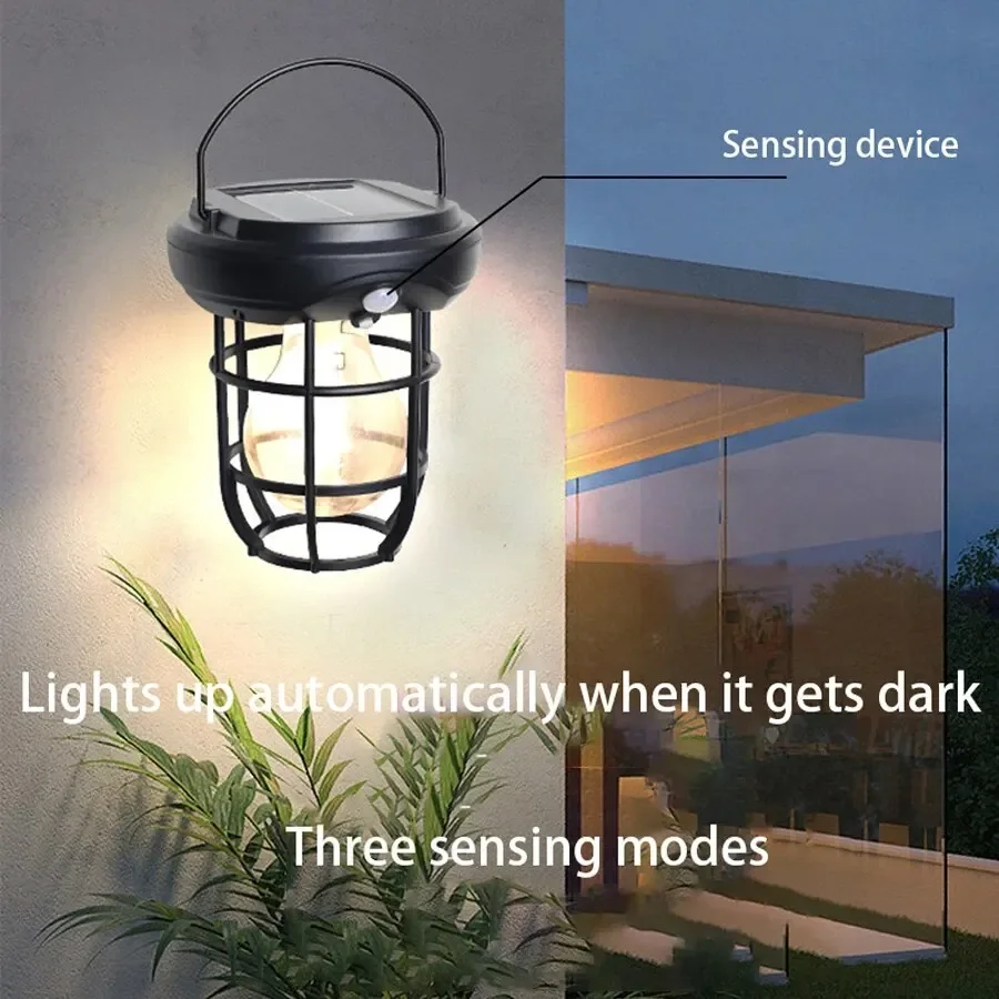 Portable Solar Induction Outdoor Atmosphere Camping Light Creative Waterproof Tungsten Filament Light Bright Hanging Tent solar lamp,solar wall light