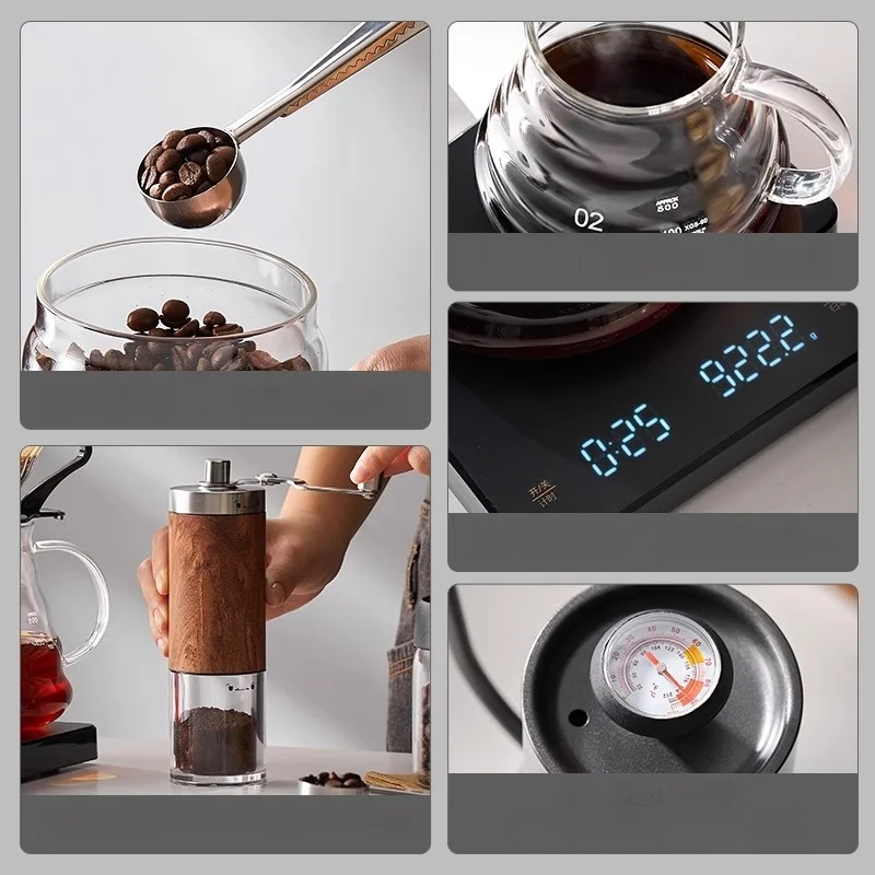 طقم قهوة احترافي محمول، طاحونة + علبة