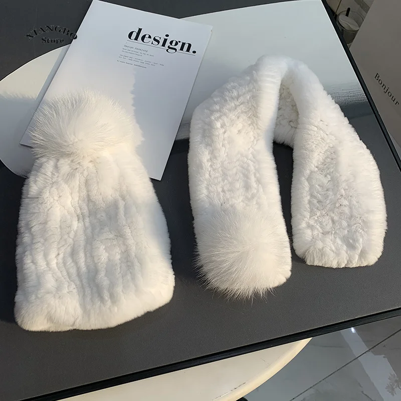 2Pcs Winter Baby Hat Scarf Set Solid Color Toddler Bonnet Cute Pompom Knitted Hats Outdoor Warm Infant Accessories