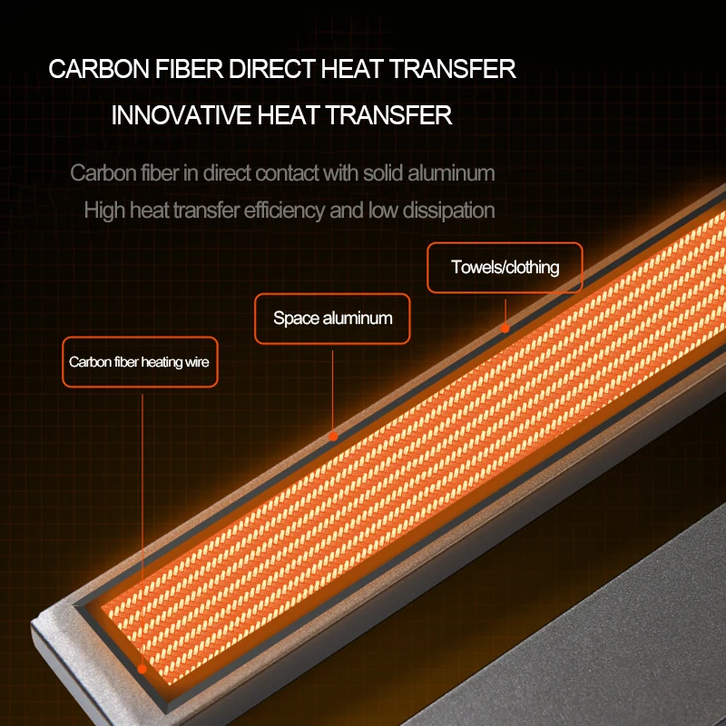 OXG Electric Heating Towel Rack Heat Dry Bathroom Towel Electric Rack Touch Display Heated Rail Cloth Dryer Electric Towel Rack