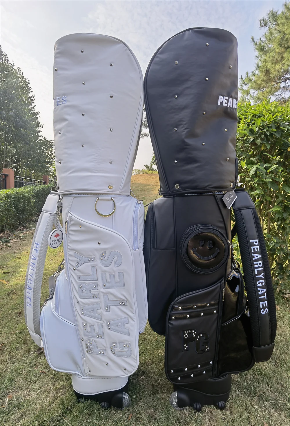Pg Standard Big Golf Bag With Wheels Men Lady Black White Caddy Package