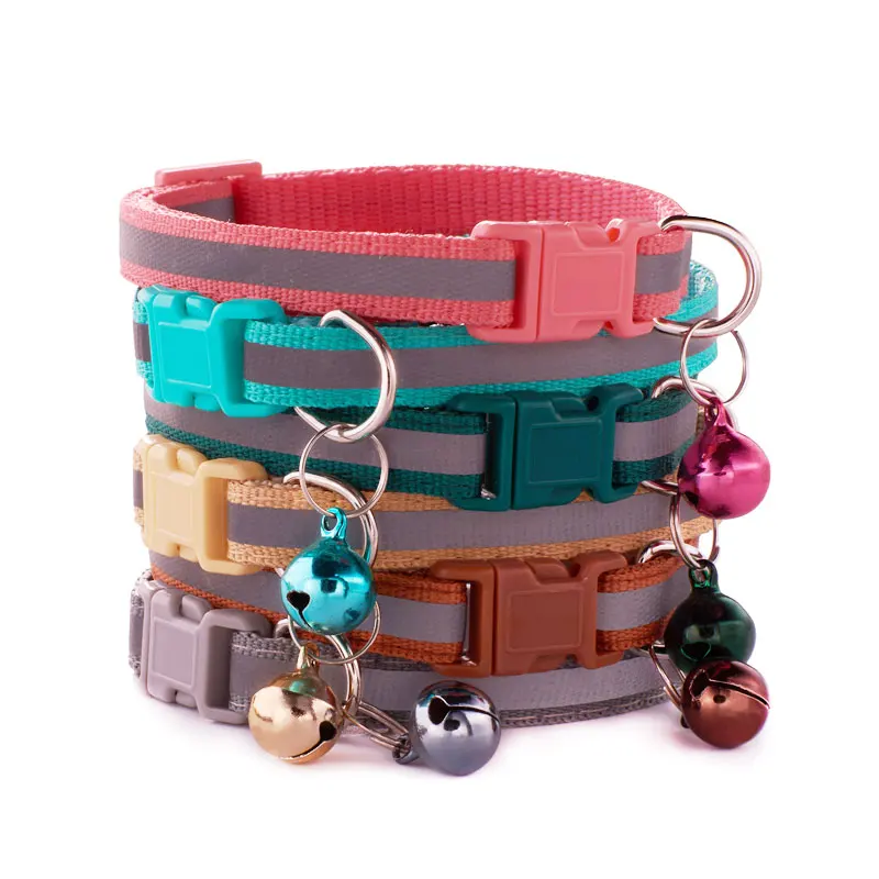 Reflective Cat Collar Safety Buckle with Bell Breakaway Pet Small Dog Collier Chain Necklace Personalized for Gatos Kitten Perro 4