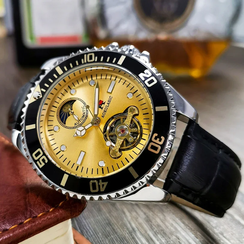 

AOKULASIC Automatic Watch Man Sport Luxury Business Tourbillon Movement Wristwatch Mens Business Luminous Mechanical Watches