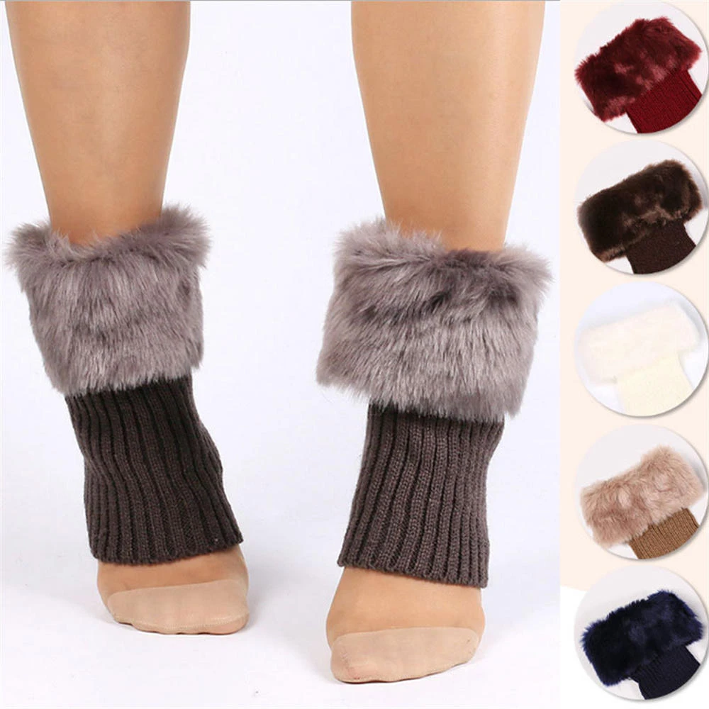 Bemiddelaar ontmoeten voelen Kant/Bont Beenwarmers Vrouwen Warm Knie Bands Hoge Winter Knit Solid Haak  Manchetten Lange Wollen Sokken Laarzen Scheenbeschermer cover 1 Paar| | -  AliExpress