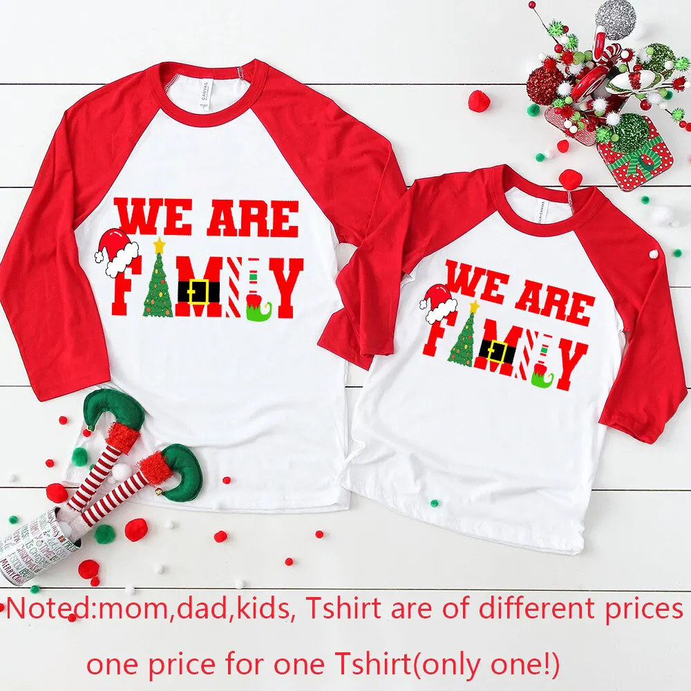 Conjuntos de Navidad familiares con estampados a juego 2023 Camiseta raglán de manga larga para adultos y niños Ropa familiar Conjuntos de fiesta navideña