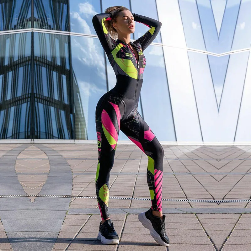 

Спортивный женский комбинезон Modigirl с длинным рукавом, модная облегающая спортивная одежда, Цельный Наряд для женщин