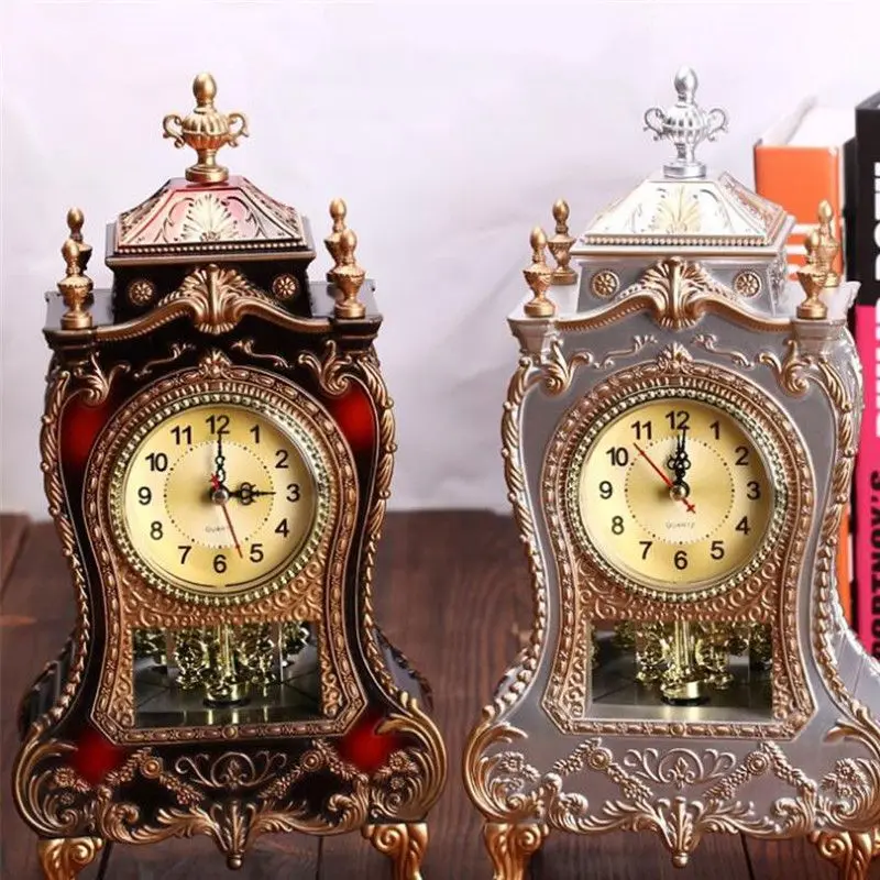 

1PC 12 Songs Antique Clock Tower Shaped Table Clocks Creative Classical Decoration Swing Clock Living Room TV Cabinet Desk Clock