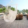 Distinctive Cotton Canvas Hanging Rope Chair With Pillows Beige Garden Furniture 1