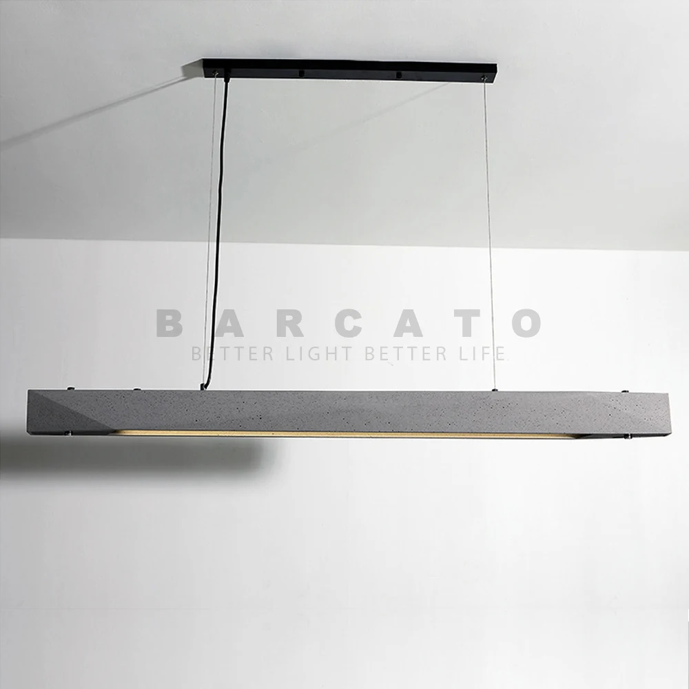 

Dining Room Pendent Lamp Cement Modern Luxury Long Linear Office Bar Table Nordic Lamps Chandeliers Long Strip Designer Lights