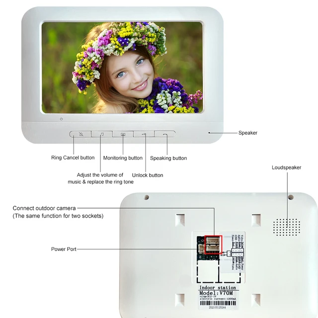 Anjielosmart 7 Inch Intercom Video Doorbell with Camera Videoportero Interfone Residencial Security Protection For Apartment 4