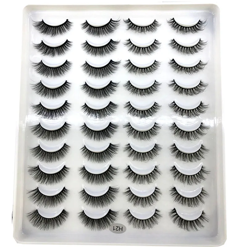20 Paar 3D-Faux-Nerzwimpern, natürliche falsche Wimpern, dramatisch, flauschig, weich, dünn, Volumen, Kreuz, wiederverwendbare Wimpern-MaKeup-Tools – Detail 25