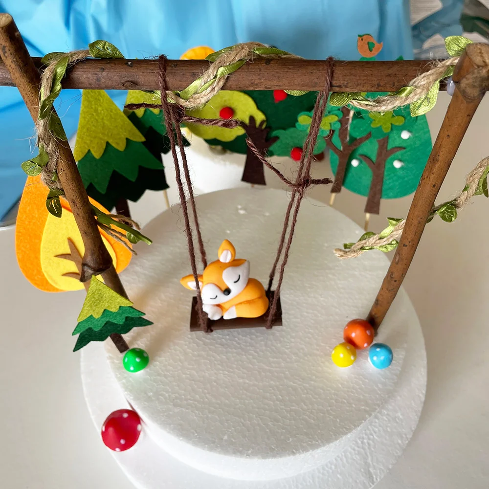18 шт. набор фигурок для торта Woodland в том числе качели с лисой грибным деревом